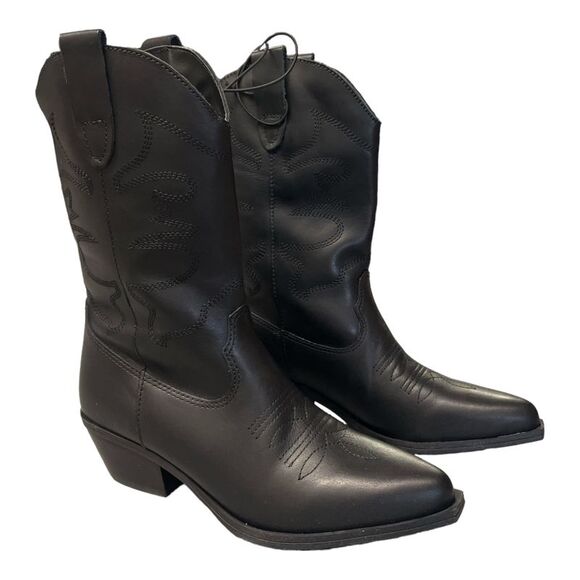 Steve Madden Shoes - Steve Madden Women's Western 2" Block Heel Cowgirl Boot - Black Leather